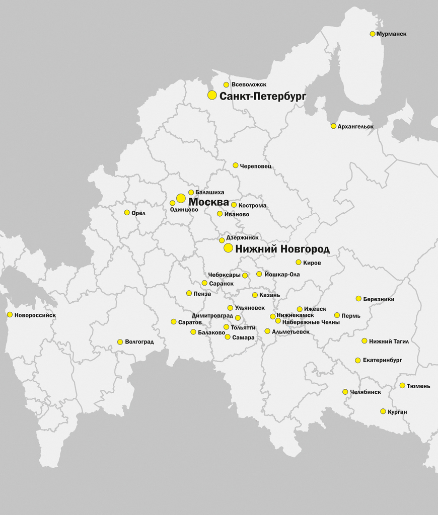 Карта филиалов
